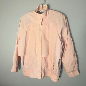 Vintage 80s Fleet Street Pastel Pink Windbreaker Jacket Women’s Medium Floral Li